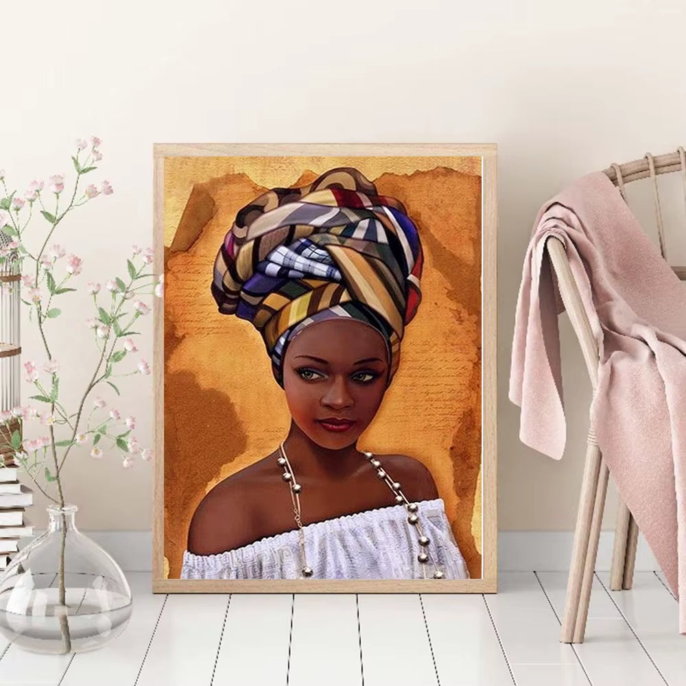 5D Diamond Painting African Woman Handmade Gift Embroidery Portrait Farmhouse Home Decor Home Decor