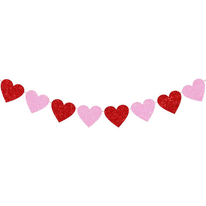 Be My Valentine Banner Glitter Heart Garland Banner Valentines Day Decor Romantic Decorations Valentines Proposal Decorations