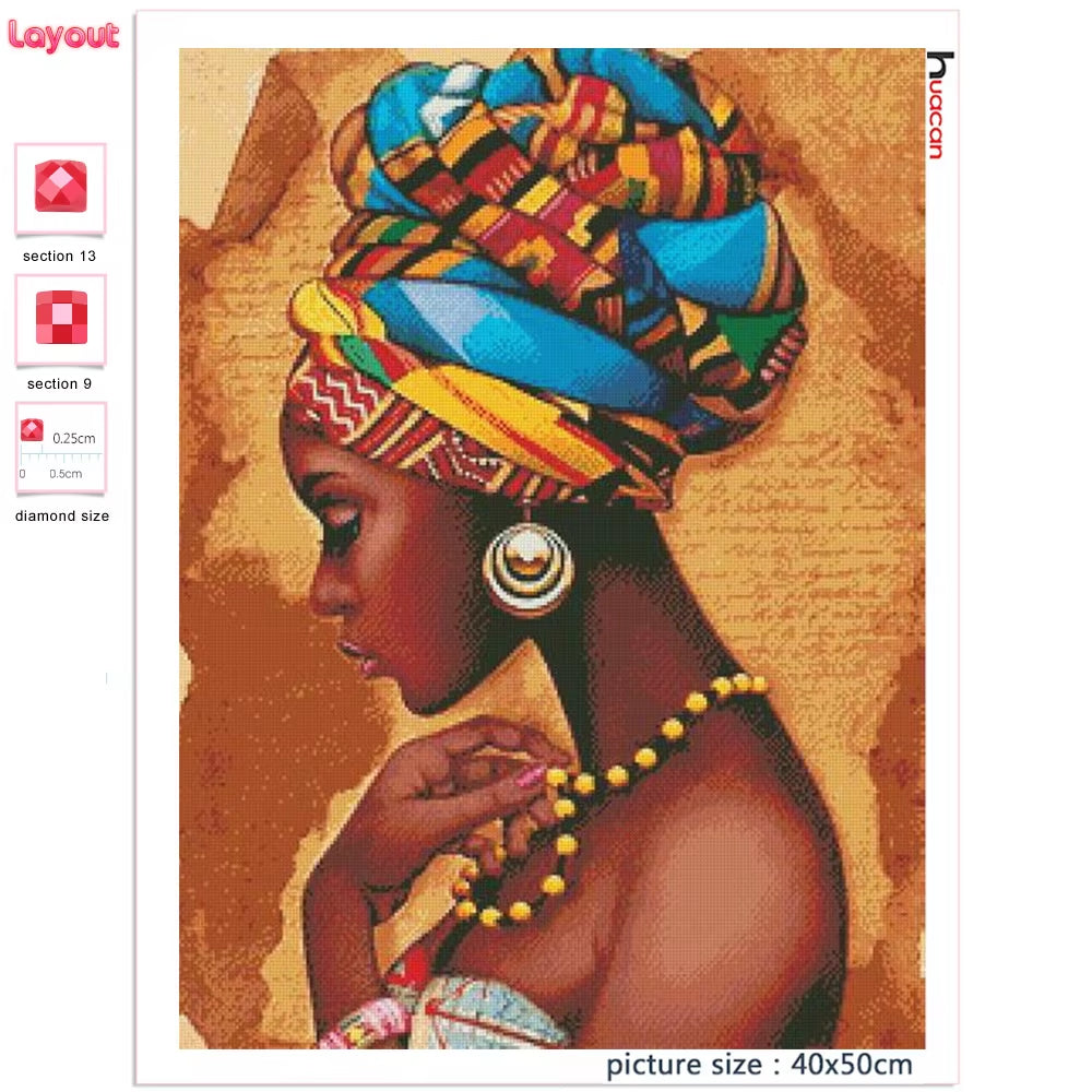 5D Diamond Painting African Woman Handmade Gift Embroidery Portrait Farmhouse Home Decor Home Decor