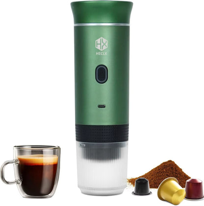 Portable Electric Espresso Machine, Travel Coffee Maker for Camping, Car Coffee Maker Self-Heating, Compatible with Ground Coffe