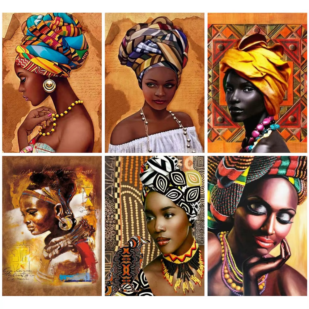 5D Diamond Painting African Woman Handmade Gift Embroidery Portrait Farmhouse Home Decor Home Decor