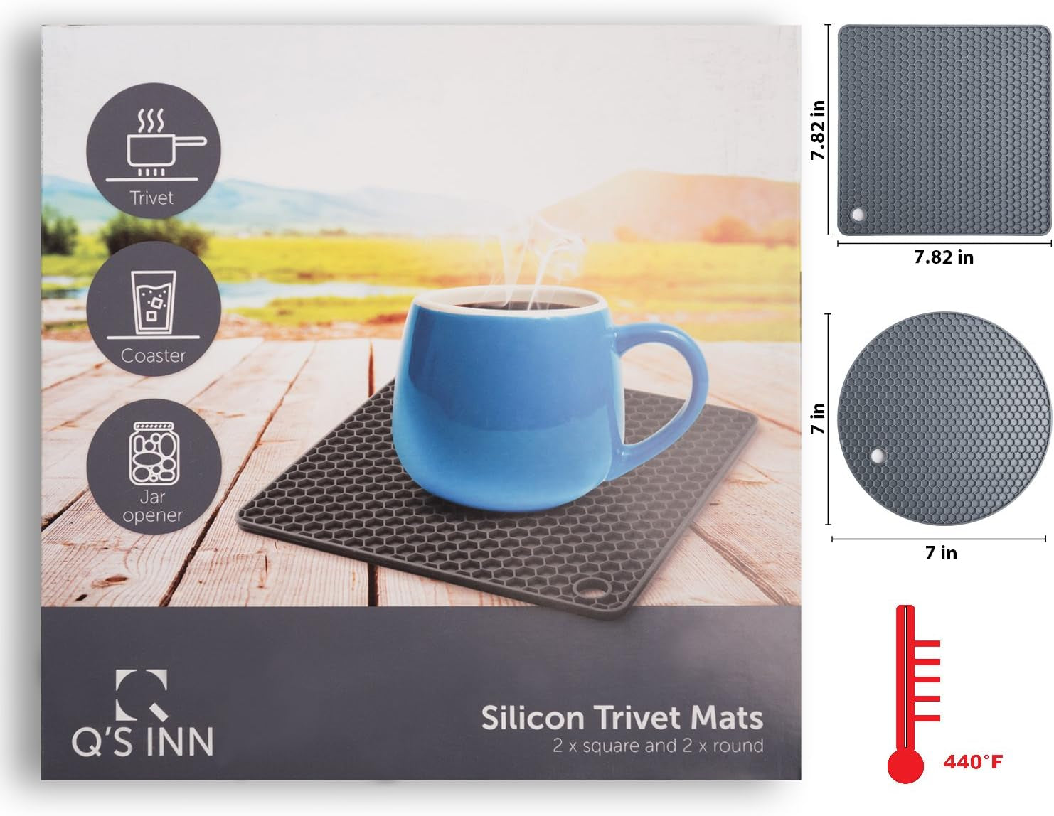 Silicone Trivet Mats - Pot Holders - Drying Mat Our Potholders Kitchen Tools Is Heat Resistant to 440°F, Non-Slip Durable Flexible Easy to Wash and Dry and Contains 4 Pcs by .