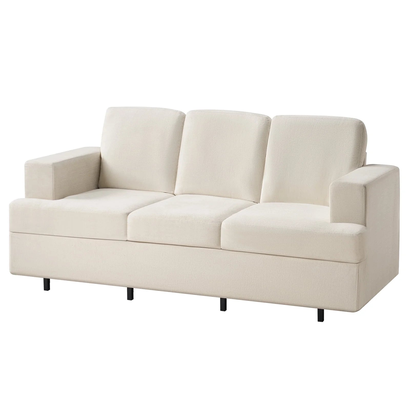 AMERLIFE Sofa, Deep Seat Sofa, 3 Seater Sofa for Living Room-Oversized Sofa, Off-White Boucle