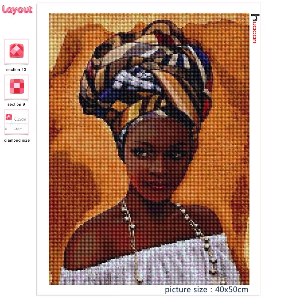 5D Diamond Painting African Woman Handmade Gift Embroidery Portrait Farmhouse Home Decor Home Decor